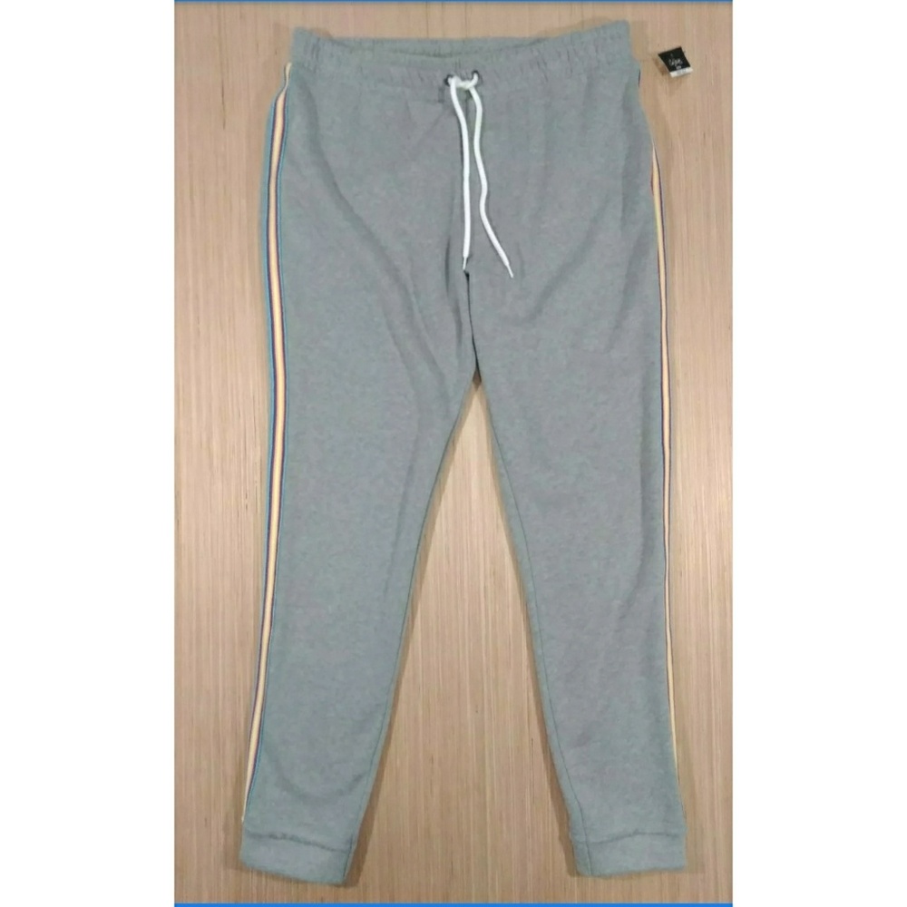 City Streets gray rainbow striped sweat pants sz M